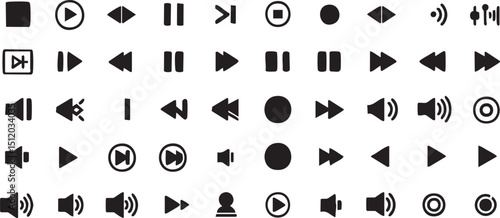 Media Playback Control Vector Icon Set
