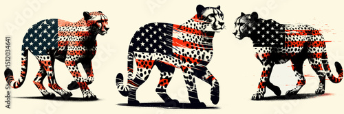 Cheetah1. 4th of July Independence Day American Flag Patriotism Usa America Clipart Vector Illustration. Fastest feline explore the agility velocity and hunter instinct this magnificent.