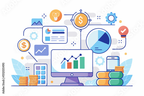 A close-up image of a person using a calculator while holding a credit card, symbolizing financial management, rising interest rates, and digital banking. Futuristic graphics including upward arrows, 