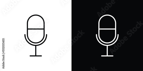 Microphone icon. Simple element illustration. outline and flat symbol design