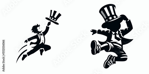 boy. 4th of July Independence Day American Flag Patriotism Usa America Clipart Vector Illustration. Young male person human lad kid youth child tyke adolescent.