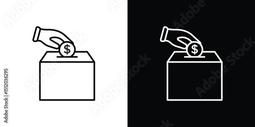 Money donation icon. Simple element illustration. outline and flat symbol design