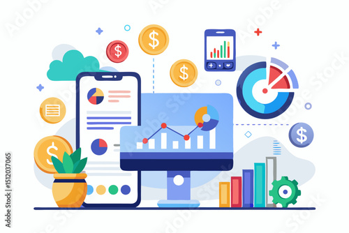 A close-up image of a person using a calculator while holding a credit card, symbolizing financial management, rising interest rates, and digital banking. Futuristic graphics including upward arrows, 