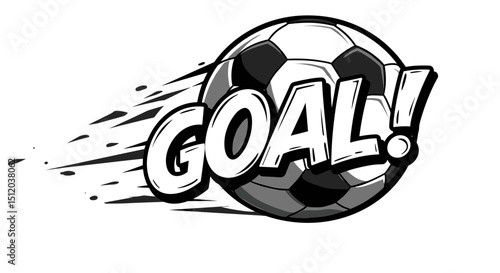 Vector illustration of a soccer ball with the word "GOAL!" in dynamic typography