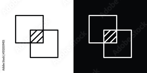 Object intersect icon. Simple element illustration. outline and flat symbol design
