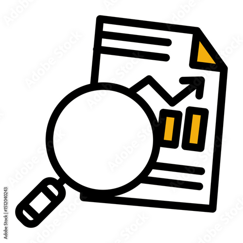 Business Analysis Icon - Research & Data Magnifier (Color Lineal Style)