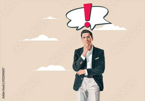 Businessman Thinking Idea Concept — businessman, idea, thinking pose, business strategy, thoughtful man, creative solution