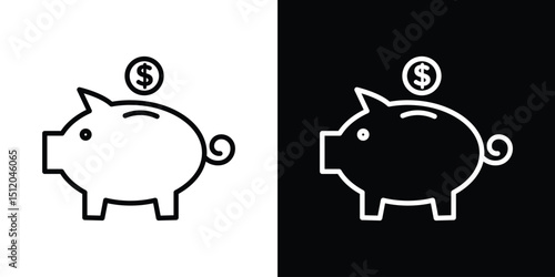 Piggy bank icon. Simple element illustration. outline and flat symbol design