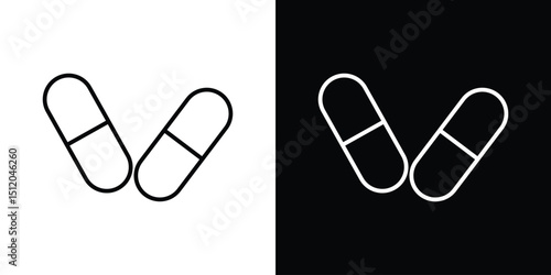 Pill icon. Simple element illustration. outline and flat symbol design