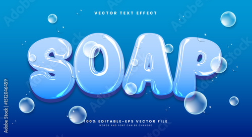 Cartoon Blue Bubble Soap 3d Editable Text Effect Template