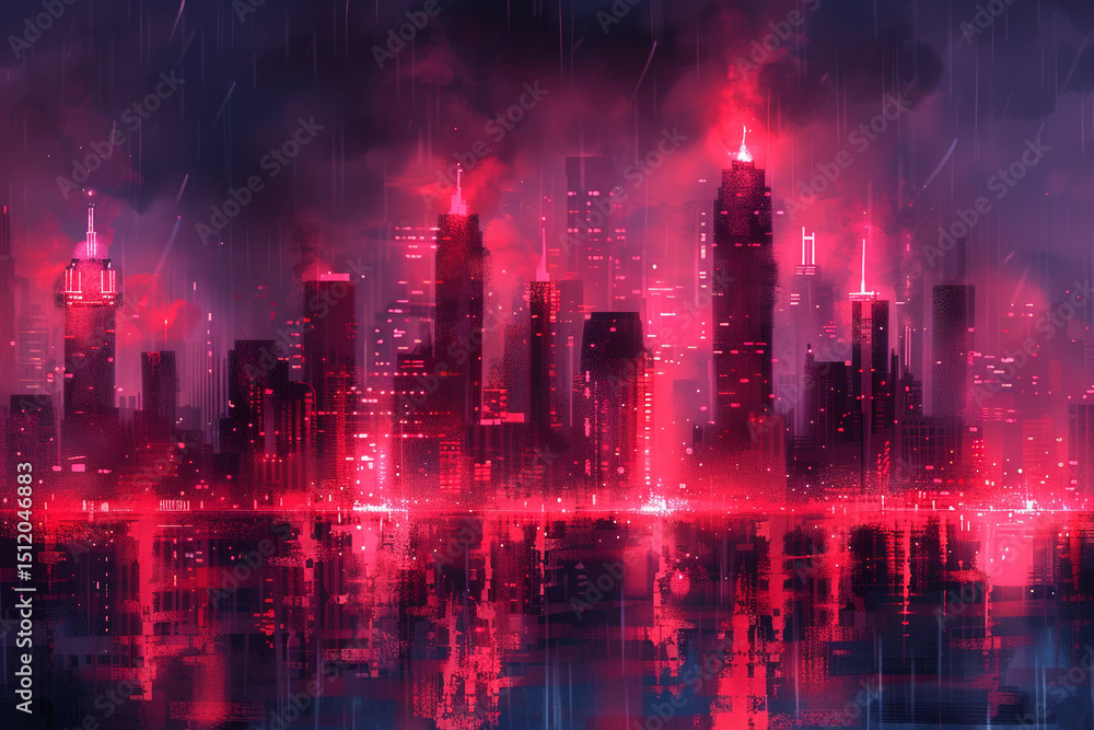 Fototapeta premium Intricate Digital Abstract: Futuristic Cybernetic Patterns