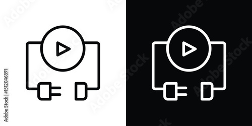 Plug and play icon. Simple element illustration. outline and flat symbol design