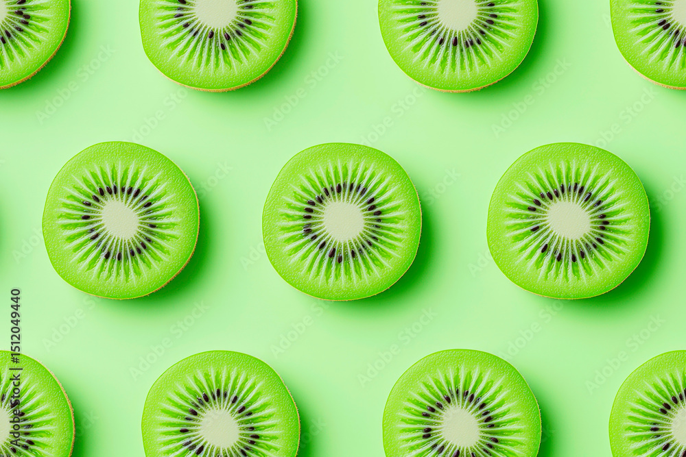 Fototapeta premium Isometric tiny kiwi with fuzzy clay texture and green slice