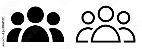 People flat icon. Simple team profile illustrations. Line icon and filled icon. Group profile signs