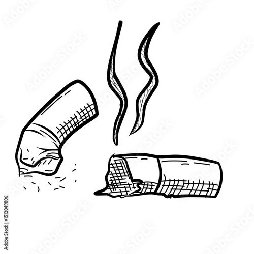 cigarette butts vector line art hand drawn illustration 