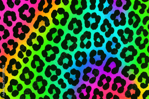 A vibrant and colorful leopard print pattern with a rainbow gradient. Ideal for fashion, design, and creative projects, this eye-catching graphic adds a unique flair to any layout.