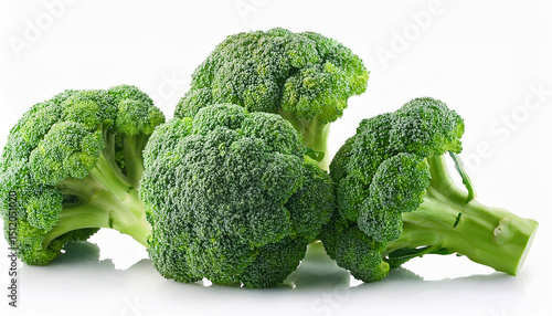 bunch of fresh green broccoli isolated on white