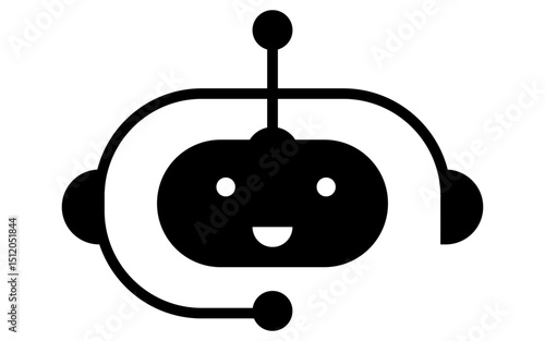 Chat bot icon, chatbot image, vector chat bot icon with mike, Chatbot Icon Stock Illustrations, chat bot icon in black