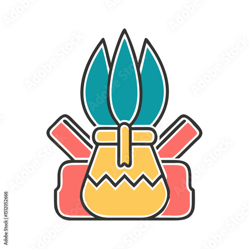 Japanese kadomatsu decoration in flat style, New Year symbol