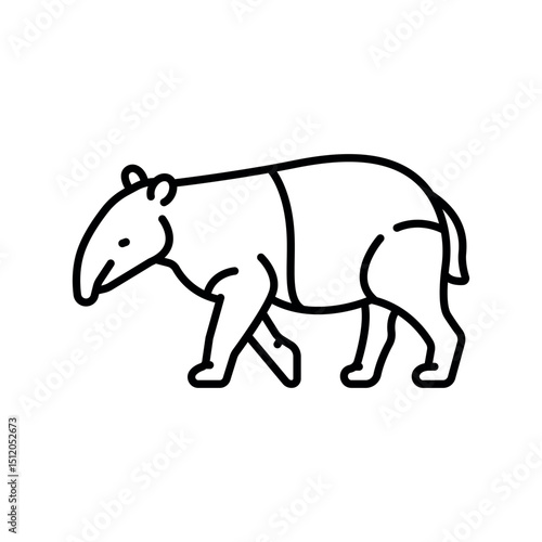 tapir black line icon for digital and print projects. South american animals.