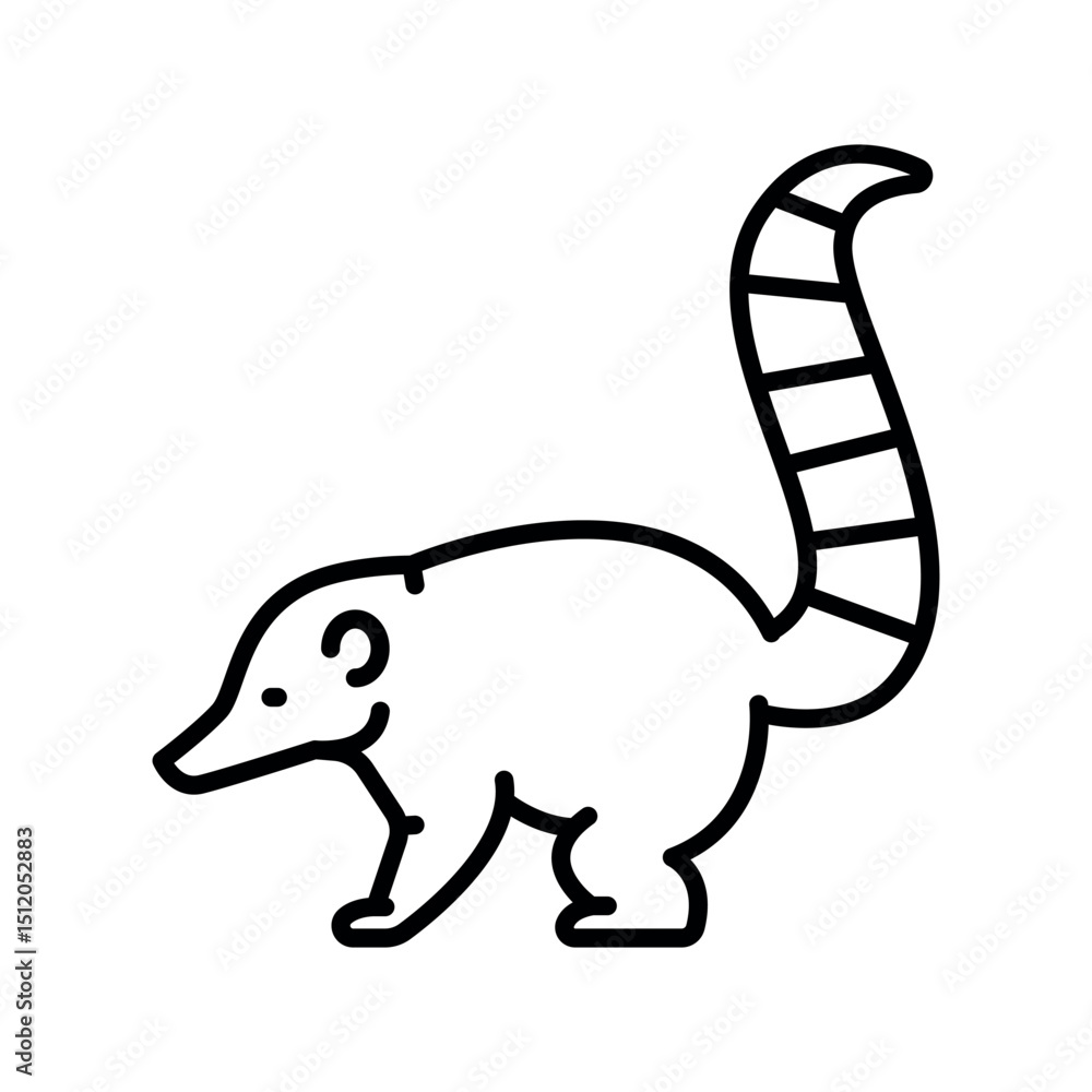 coati black line icon for digital and print projects. South american animals. coati black line icon for digital and print projects. South american animals.