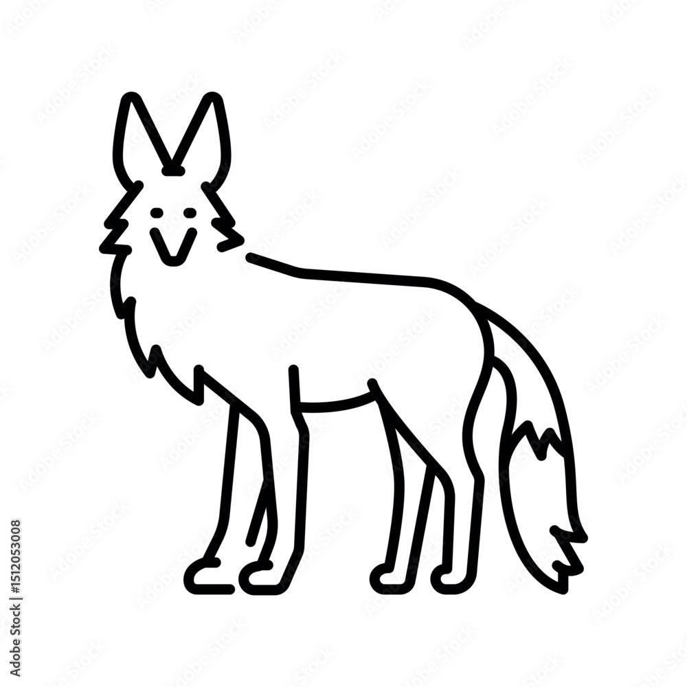 Fototapeta premium Maned Wolf black line icon for digital and print projects. South american animals.