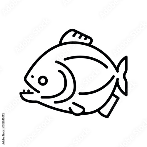piranha black line icon for digital and print projects. South american animals.