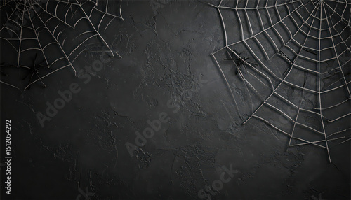 Spider web silhouette against black wall - halloween theme dark background