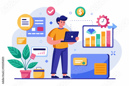 A close-up image of a person using a calculator while holding a credit card, symbolizing financial management, rising interest rates, and digital banking. Futuristic graphics including upward arrows, 