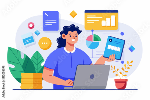 A close-up image of a person using a calculator while holding a credit card, symbolizing financial management, rising interest rates, and digital banking. Futuristic graphics including upward arrows, 