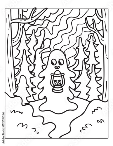 halloween coloring page, line art, halloween illustration