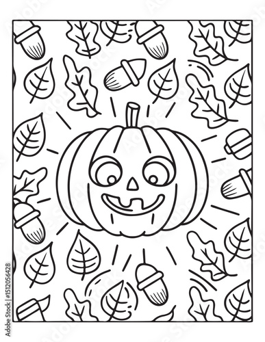 halloween coloring page, line art, halloween illustration