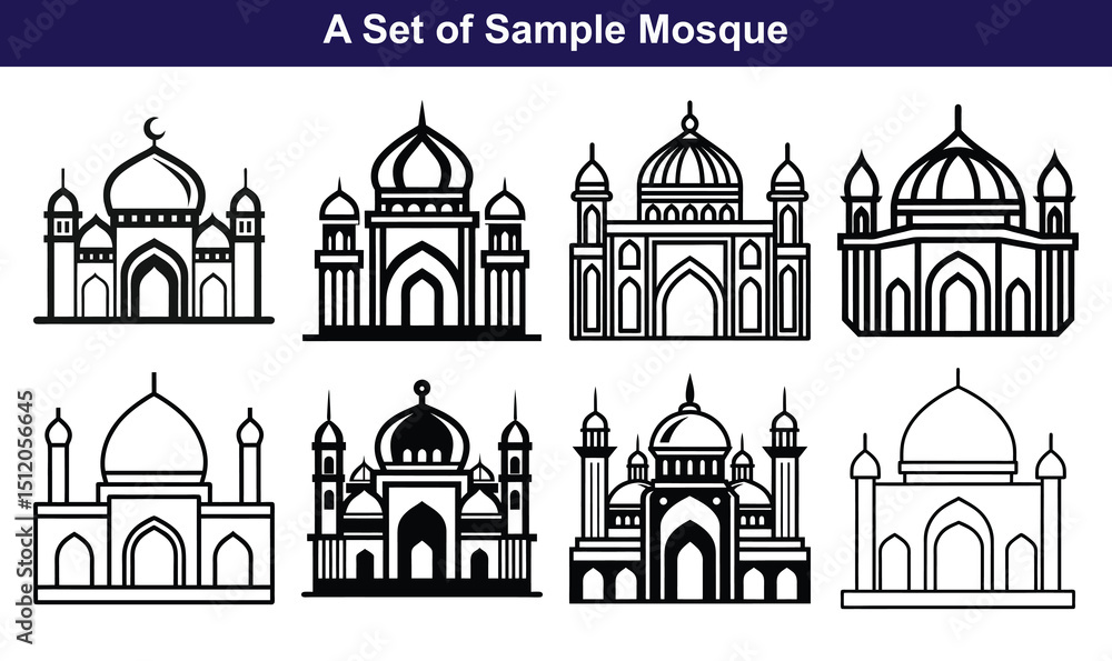 Fototapeta premium Set of Sample Mosque Illustrations