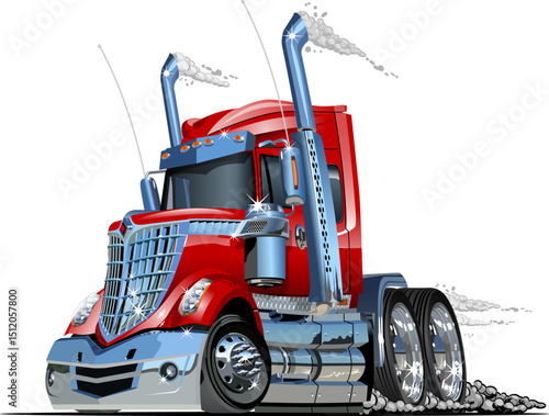 Cartoon semi truck isolated on white background