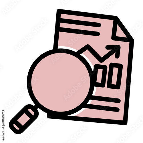 Business Analysis Icon - Research & Data Magnifier (Solid Color Lineal Style)