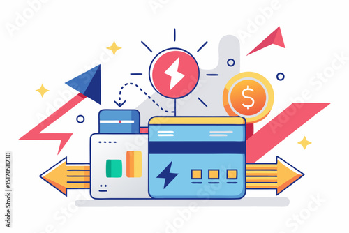 A close-up image of a person using a calculator while holding a credit card, symbolizing financial management, rising interest rates, and digital banking. Futuristic graphics including upward arrows, 