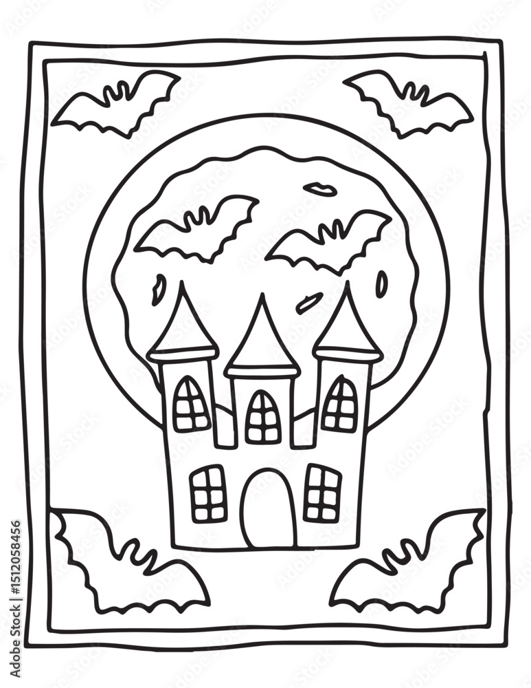 Fototapeta premium halloween coloring page, line art, halloween illustration