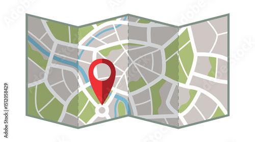 city map with location pins isolated vector illustration