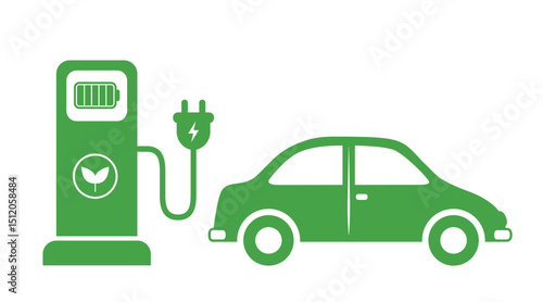 charging station for hybrid and electric vehicles isolated vector illustration