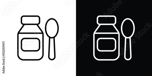 Syrup medicine bottle icon. Simple element illustration. outline and flat symbol design