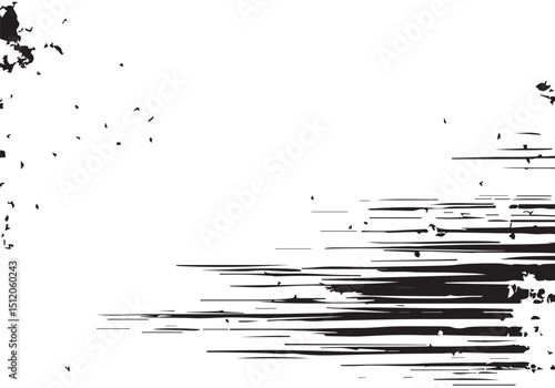 Abstract Black and White Grunge Texture Featuring Horizontal Distressed Lines. Distressed texture. Monochrome texture. 