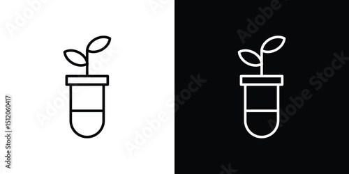 Test tube with plant icon. Simple element illustration. outline and flat symbol design