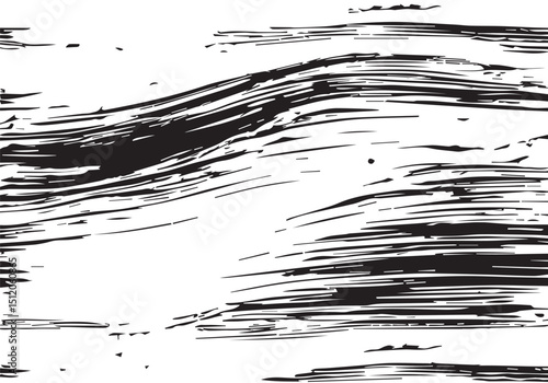 Abstract Black and White Grunge Texture Featuring Horizontal Distressed Lines. Distressed texture. Monochrome texture. 