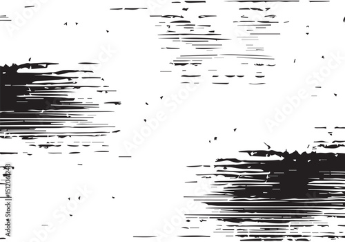 Abstract Black and White Grunge Texture Featuring Horizontal Distressed Lines. Distressed texture. Monochrome texture. 