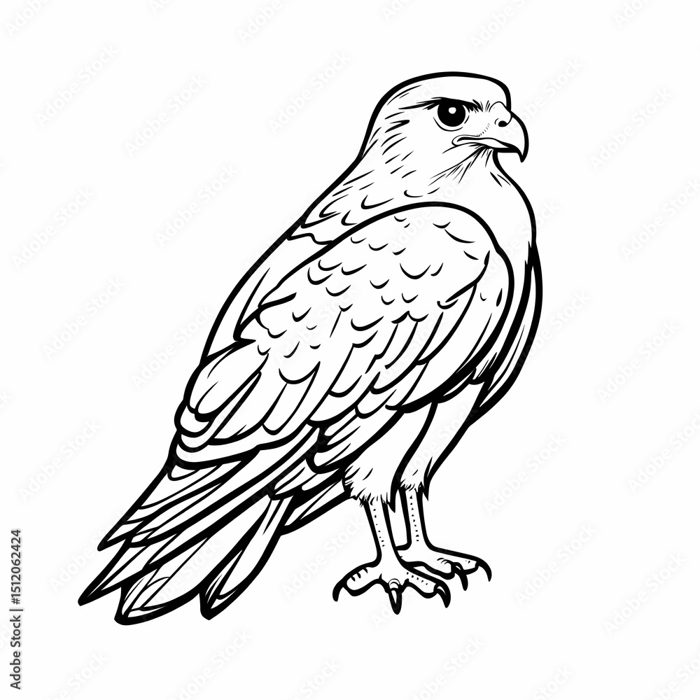 Fototapeta premium Falcon drawing perched with intense expression
