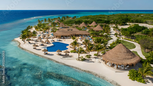 Tropical Island Resort With Oceanfront Cabanas And Pool