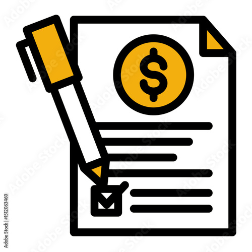 Financial Planner Icon - Color Lineal Style for Expense Documentation.
