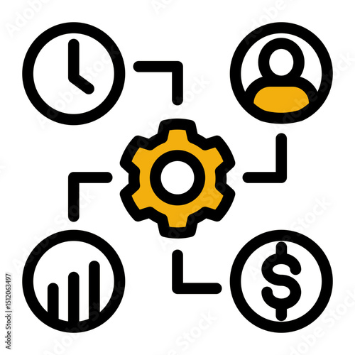Workforce Allocation Icon - Color Lineal Style for Organizational Control.