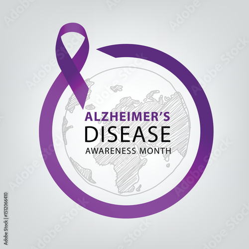 Purple ribbon. Alzheimers awareness. healthcare and medicine concept. Vector illustration.