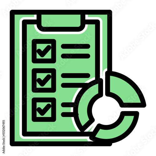 Budget Report Icon - Glyph Color Lineal Style for Financial Documentation.
